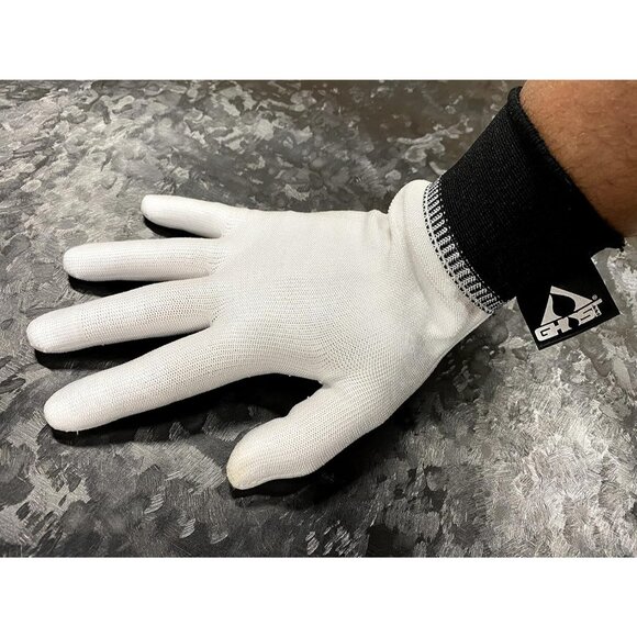 Men's White/Black Touch Screen Lint Free Static Resistant Wrap Ghost Gloves - Picture 7 of 9